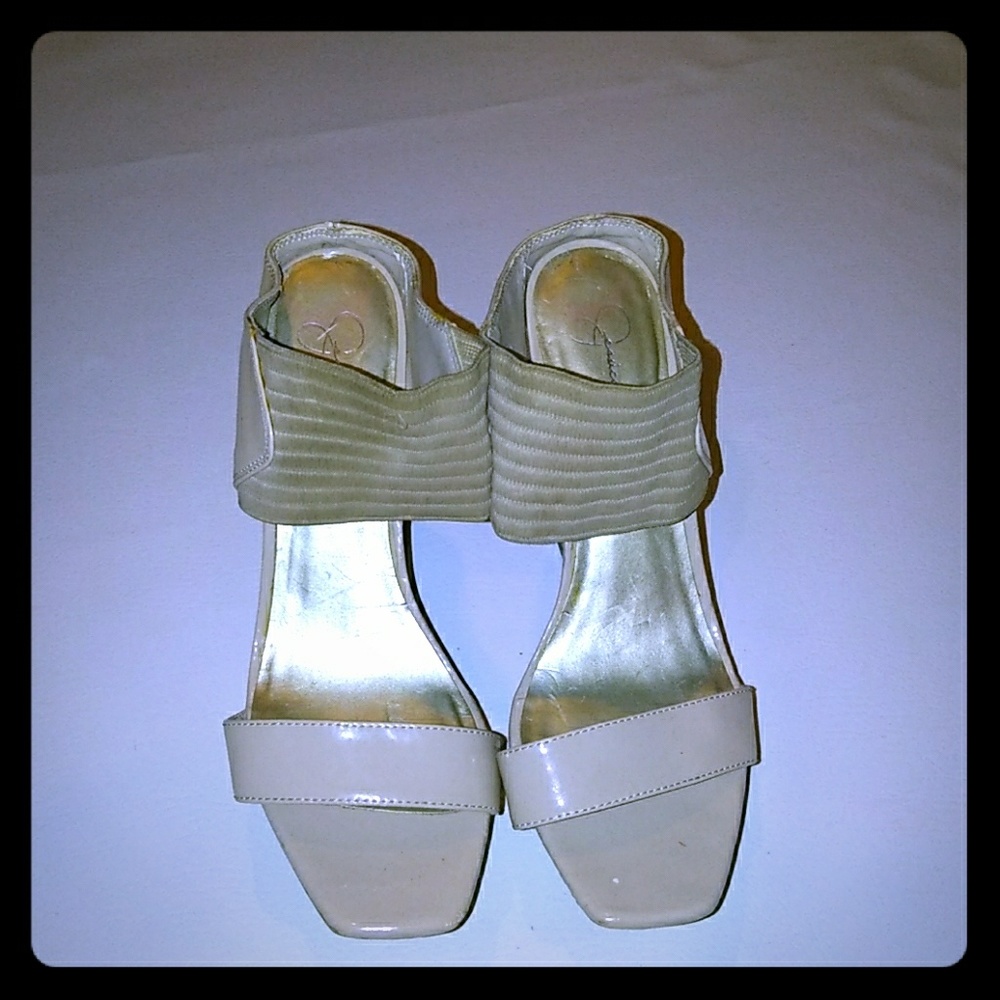 Jessica Simpson nude wedge sandals